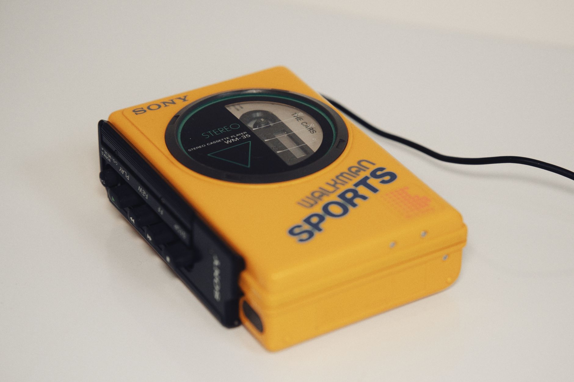 A vintage Sony Walkman, the portable player that revolutionized personal music listening habits