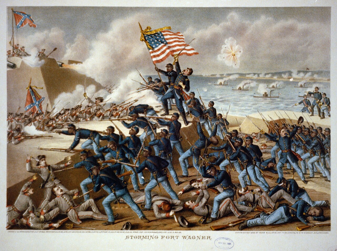 The 54th Massachusetts Infantry Regiment leads the historic Union assault on Fort Wagner