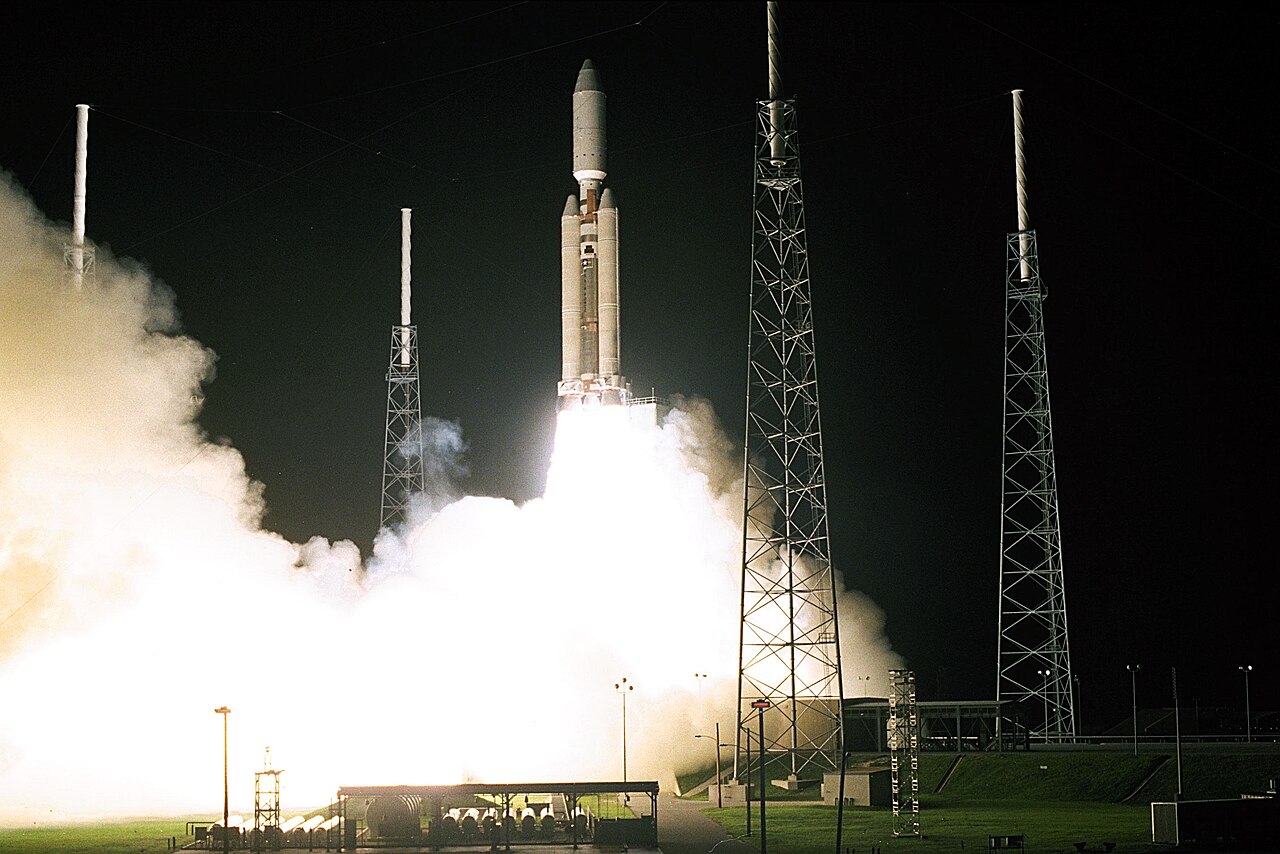 A Titan IVB rocket lifts off from Cape Canaveral carrying the Cassini probe