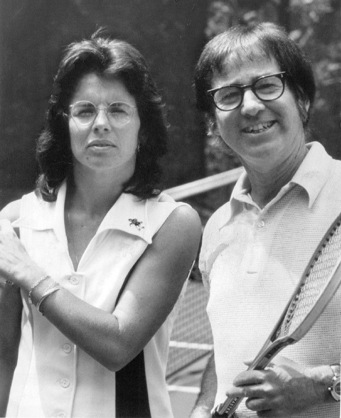 Billie Jean King and Bobby Riggs before their match at the Astrodome