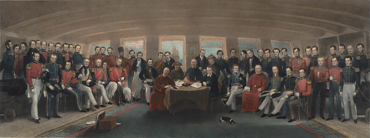 British and Chinese officials sign the Treaty of Nanking, ceding Hong Kong to Britain