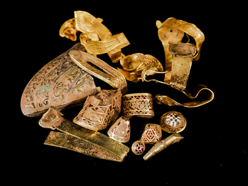 The Staffordshire Hoard, the largest collection of Anglo-Saxon gold ever discovered