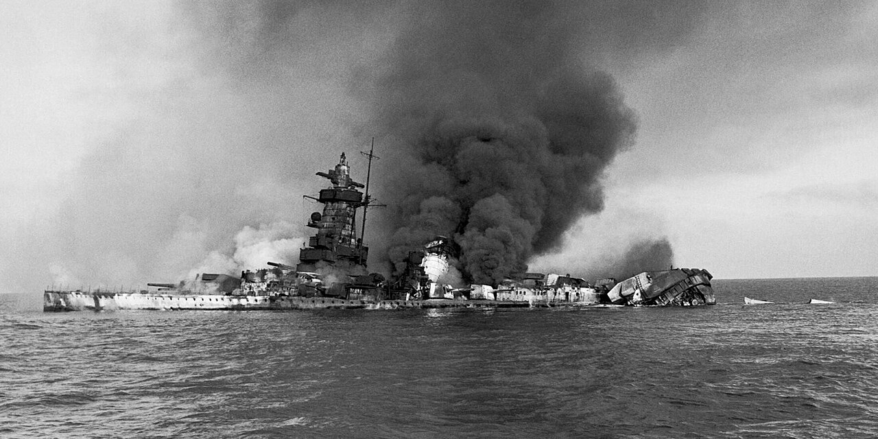 The German cruiser Admiral Graf Spee burns after being scuttled off the Uruguayan coast