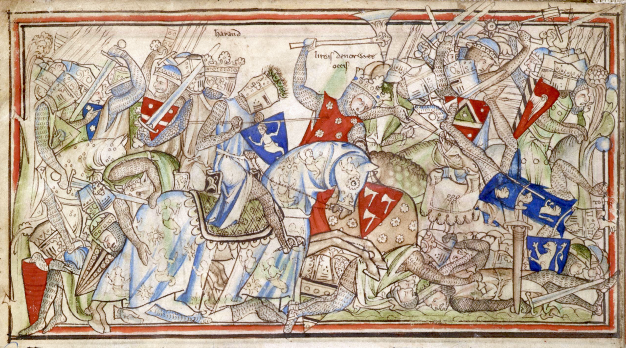 English and Norwegian forces clash at Stamford Bridge, 1066