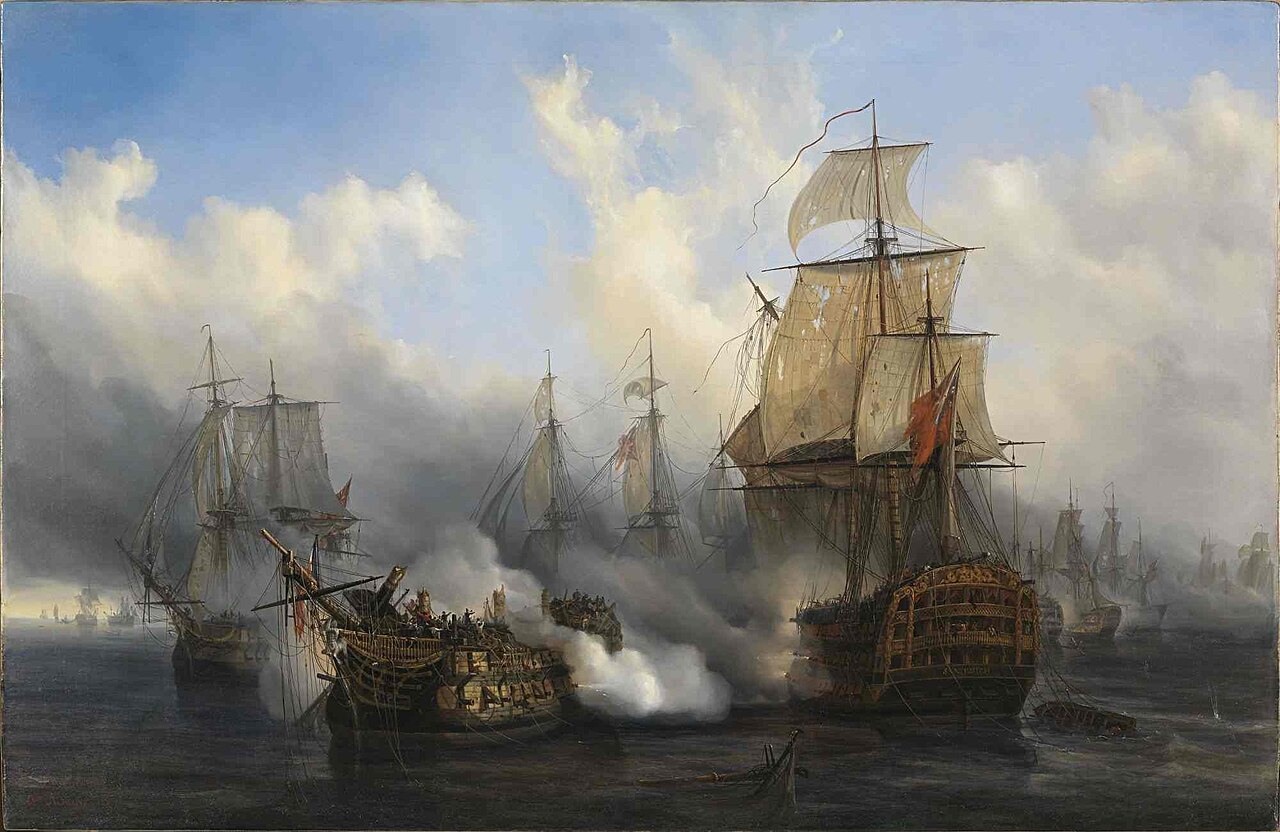 British and French ships exchange fire at close range