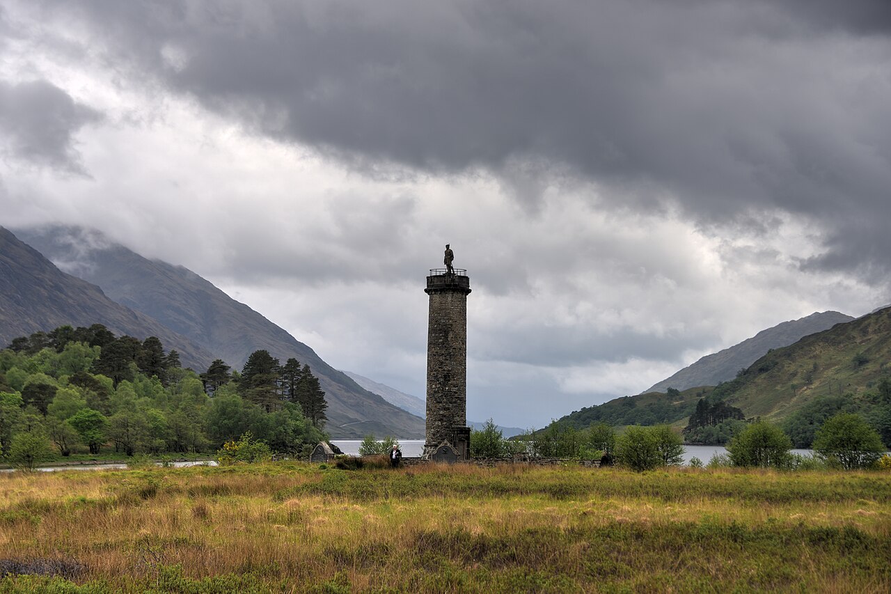 The Glenfinnan Monument marks the site where Bonnie Prince Charlie raised his Jacobite standard