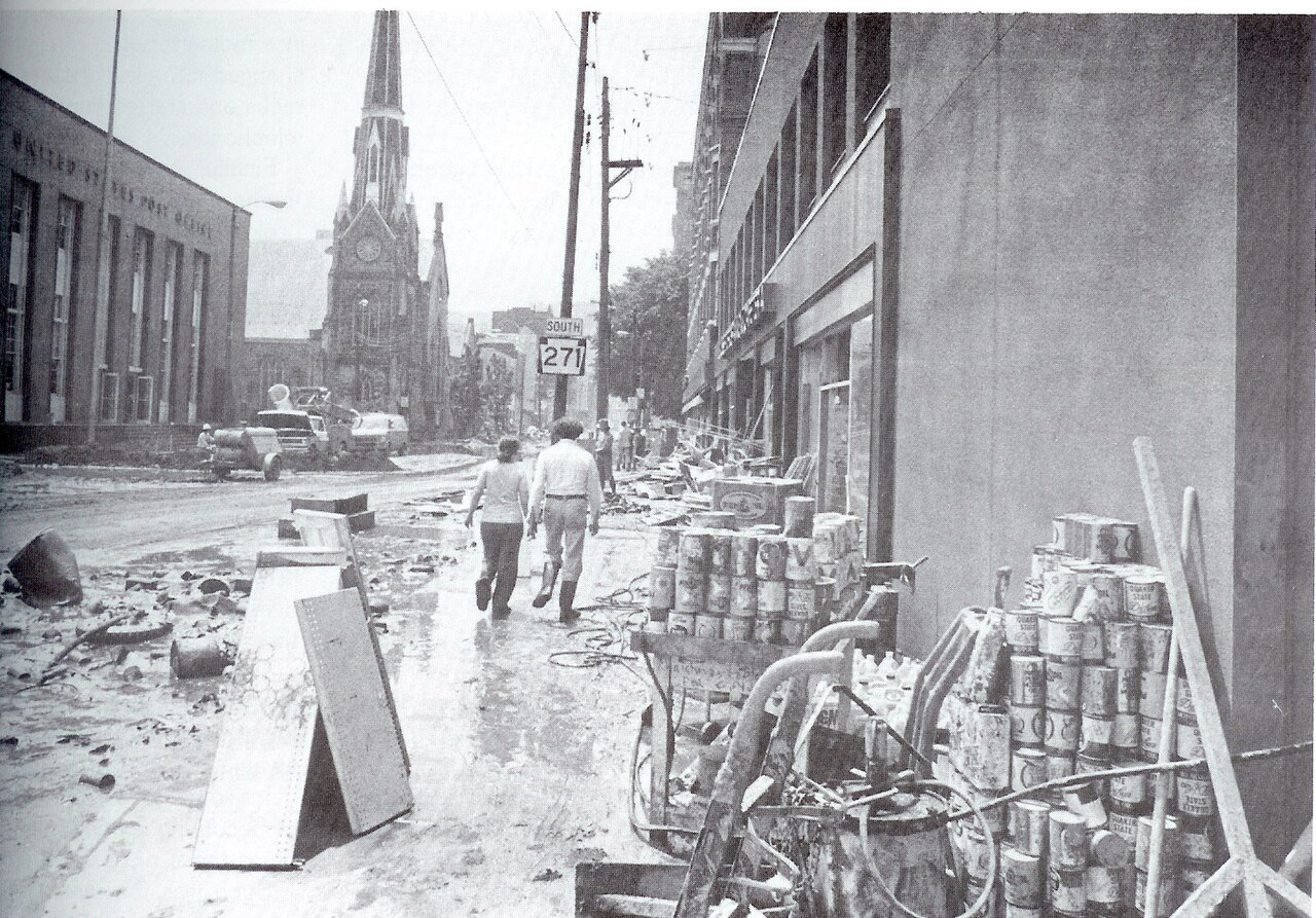 Johnstown, Pennsylvania, recovers from the devastating 1977 flood caused by multiple dam failures