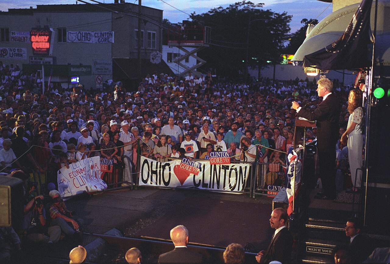 The president addresses supporters at an Ohio campaign rally