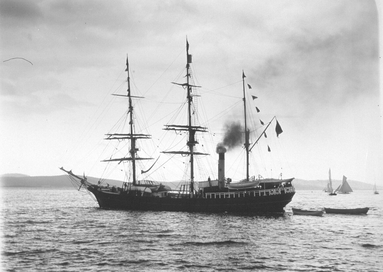 The Southern Cross, the vessel for the first British Antarctic expedition, departs London