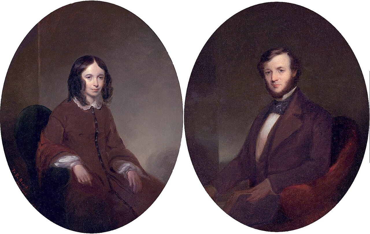Elizabeth Barrett and Robert Browning, the poets, in 1846