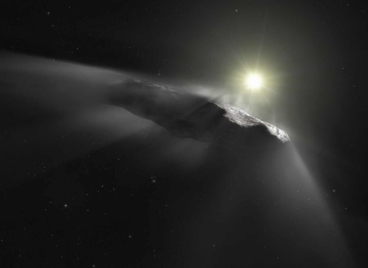 Artist impression of interstellar object ʻOumuamua passing the sun