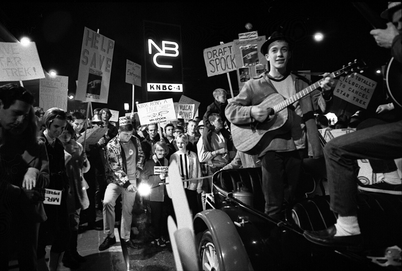 Fans gather outside NBC studios to celebrate the premiere of Star Trek