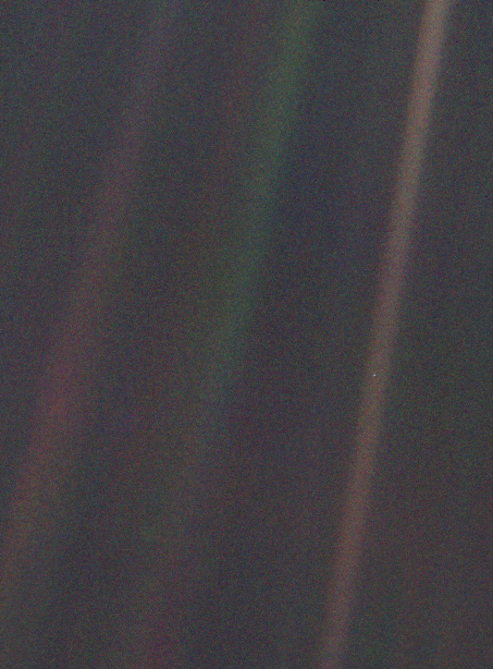 Earth as a Pale Blue Dot, captured by Voyager 1 from deep space