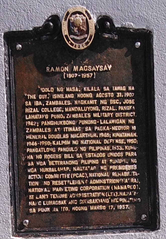 A historical marker commemorates President Ramon Magsaysay, who died in a 1957 plane crash