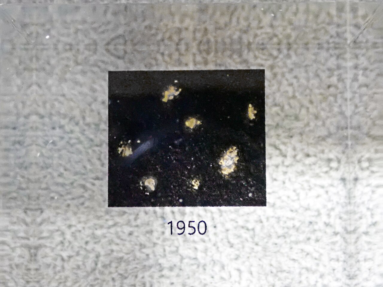 A modern museum display documenting the 1950 synthesis of the radioactive element californium