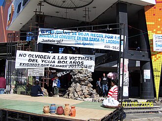 The Ycuá Bolaños supermarket site, a memorial to victims of the 2004 fire
