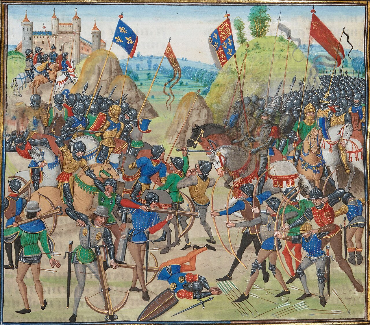 English longbowmen decimate French forces at the decisive Battle of Crécy