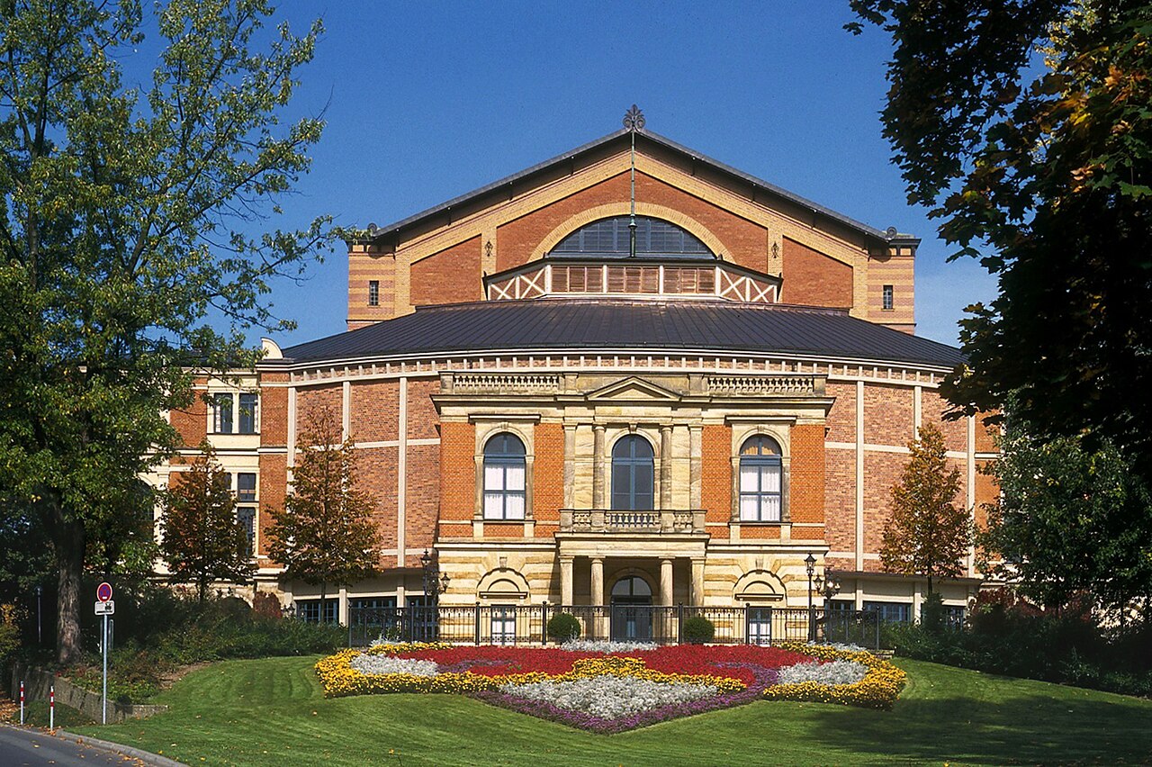 The Bayreuth Festspielhaus, venue for the inaugural 1876 festival featuring Wagner's Das Rheingold