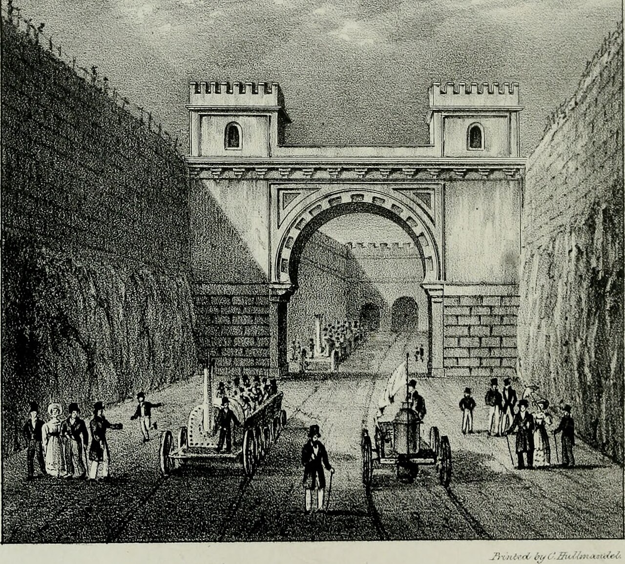 The Duke of Wellington's train enters the Liverpool Road cutting at the railway's opening