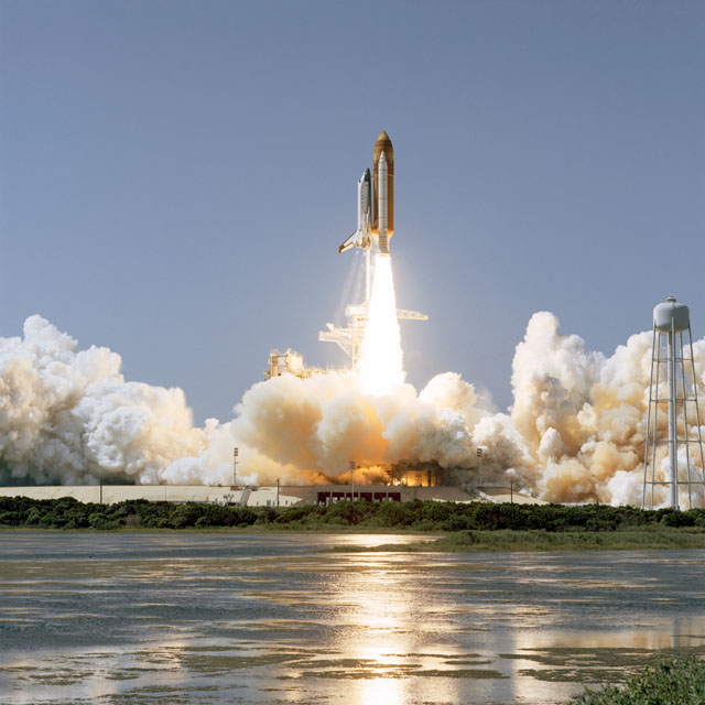 Space Shuttle Columbia lifts off from the launch pad