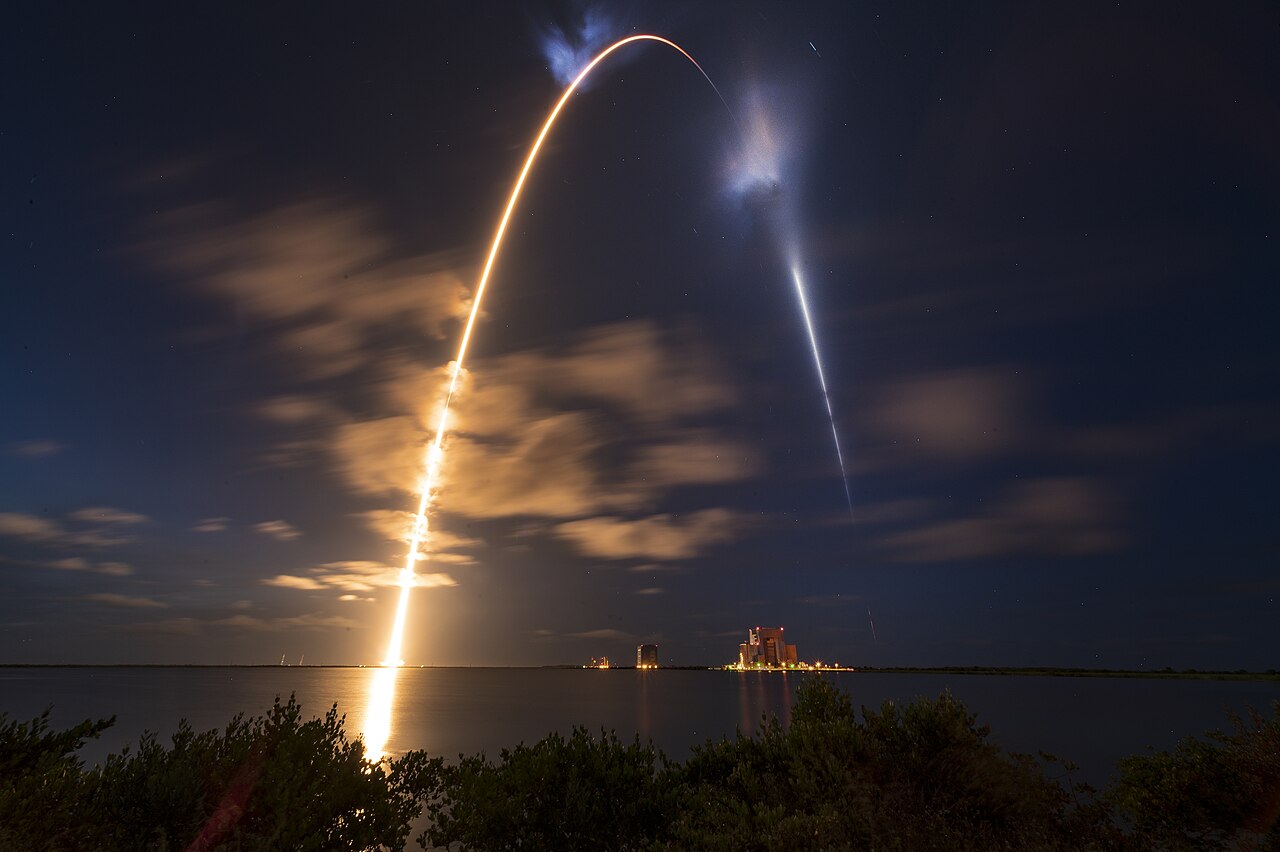 A Falcon 9 rocket lifts off from Kennedy Space Center