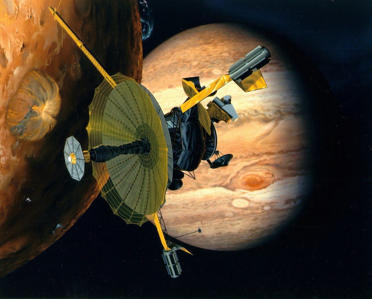 The Galileo spacecraft begins its historic mission to study Jupiter and its moons