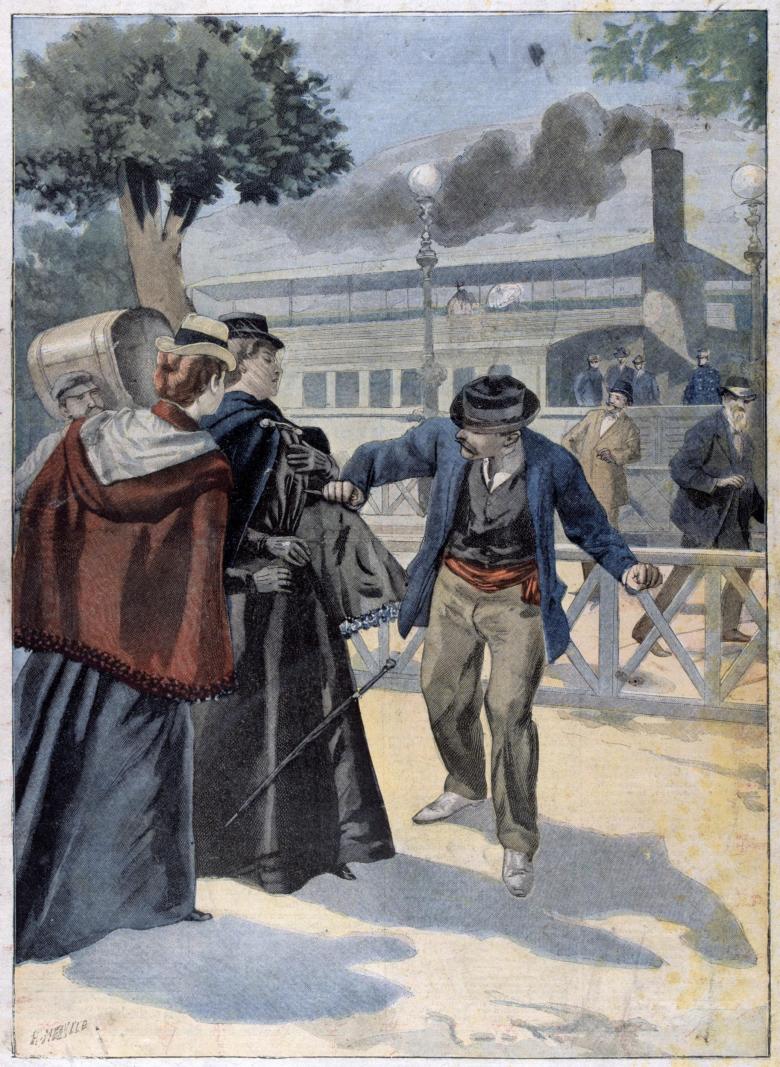 Anarchist Luigi Lucheni stabs the Empress on the Geneva promenade