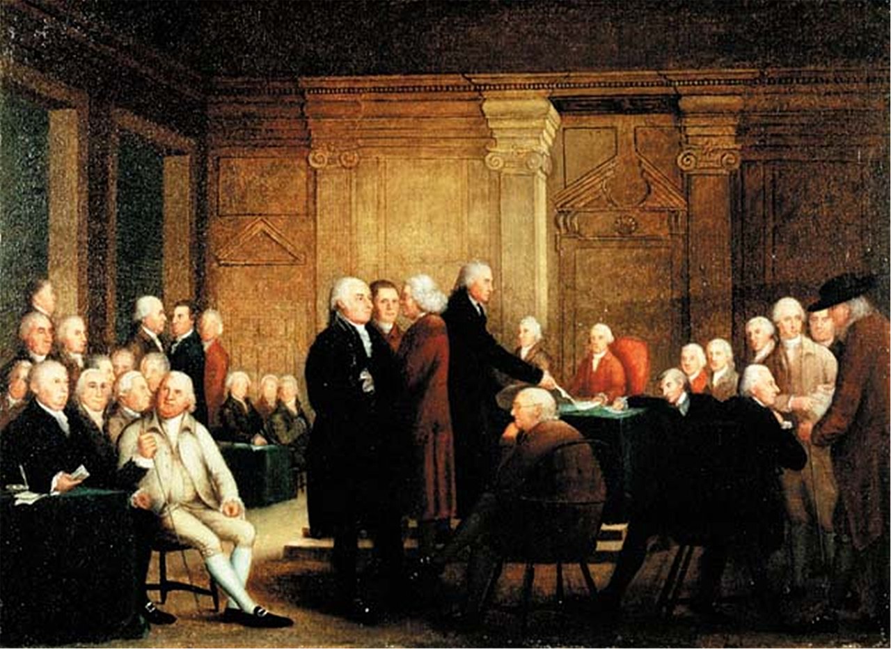 The Continental Congress adopts the Declaration of Independence, formally severing ties with Great Britain