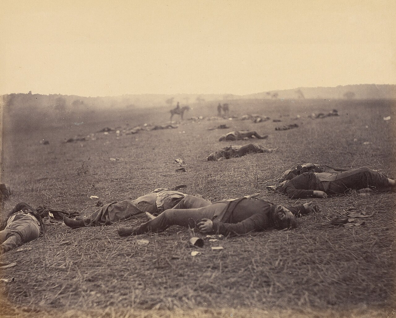 Federal dead lie on the field after the first day of fighting