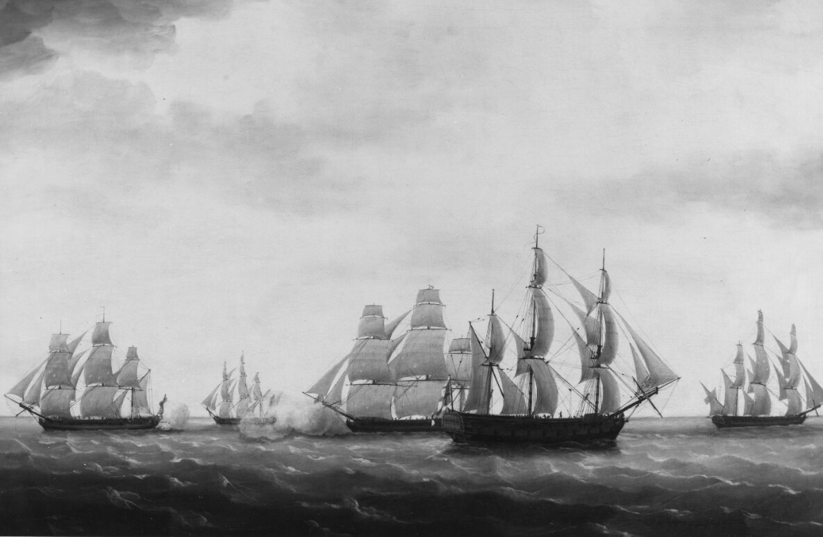 Continental Navy ships sail in formation