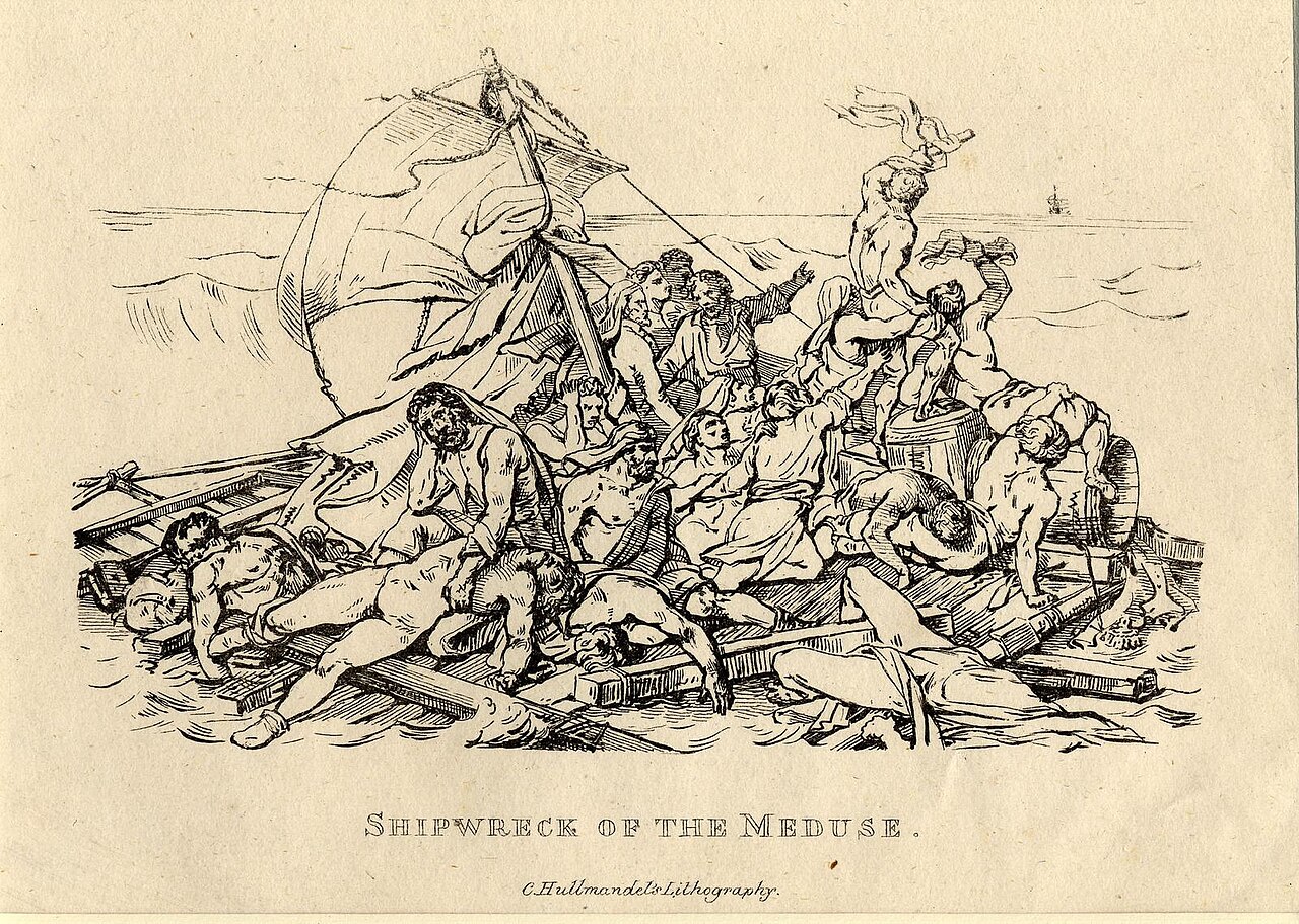 Survivors of the French frigate Méduse adrift on a makeshift raft following the shipwreck