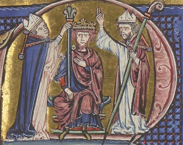 Baldwin I, the first king of Jerusalem, receives his crown in Bethlehem