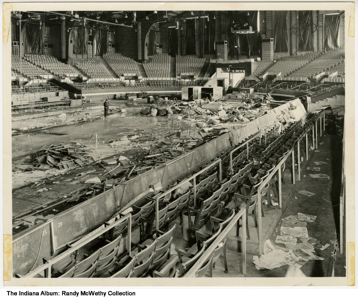 The Indiana State Fairgrounds Coliseum following the 1963 propane gas explosion disaster