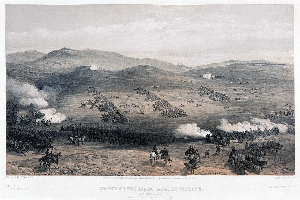 The Light Brigade charges Russian guns in the valley
