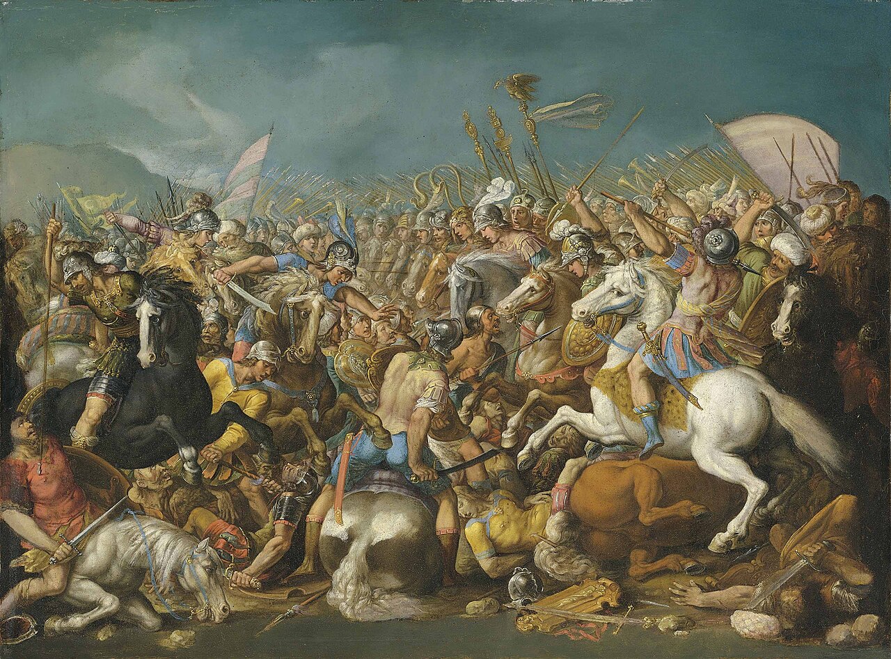 Roman legions clash with Carthaginian elephants and cavalry at Zama