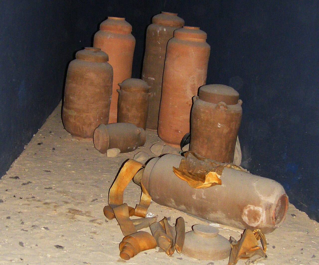 Clay jars held the scrolls in the Qumran caves