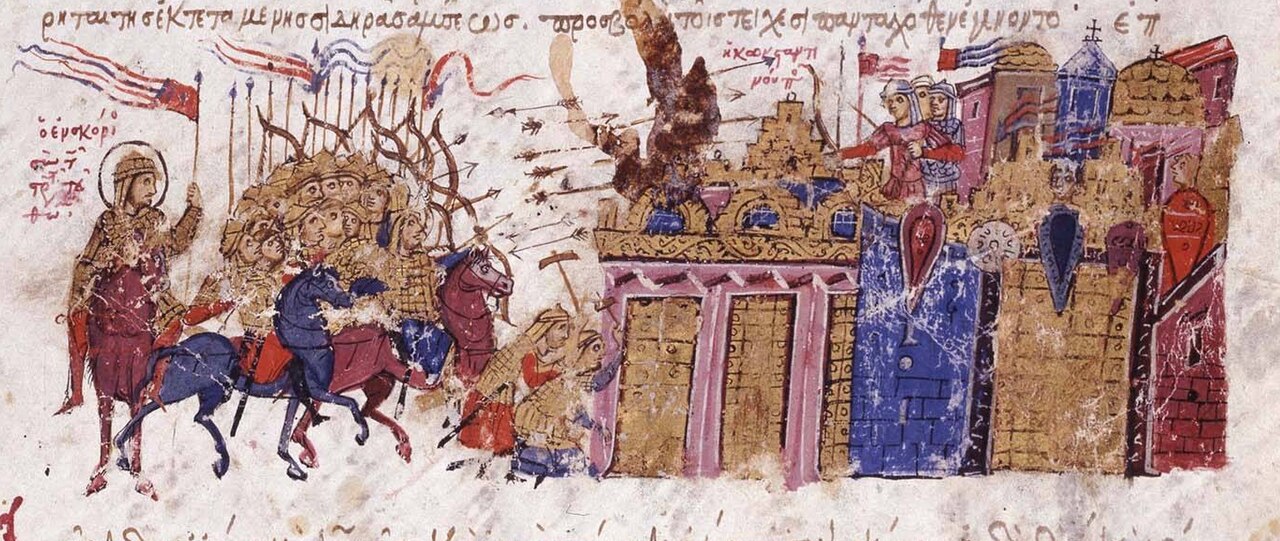 Byzantine defenders repel Umayyad forces during the failed siege of Constantinople
