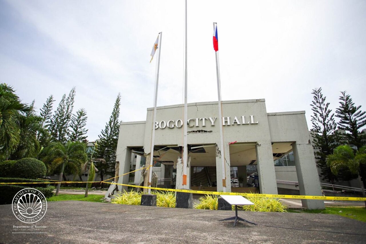 Bogo City Hall sustains structural damage following the powerful earthquake on Luzon island