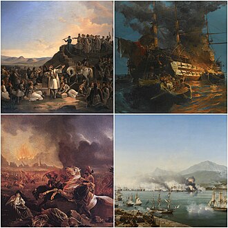 The Battle of Navarino, where Allied forces defeated the Turkish