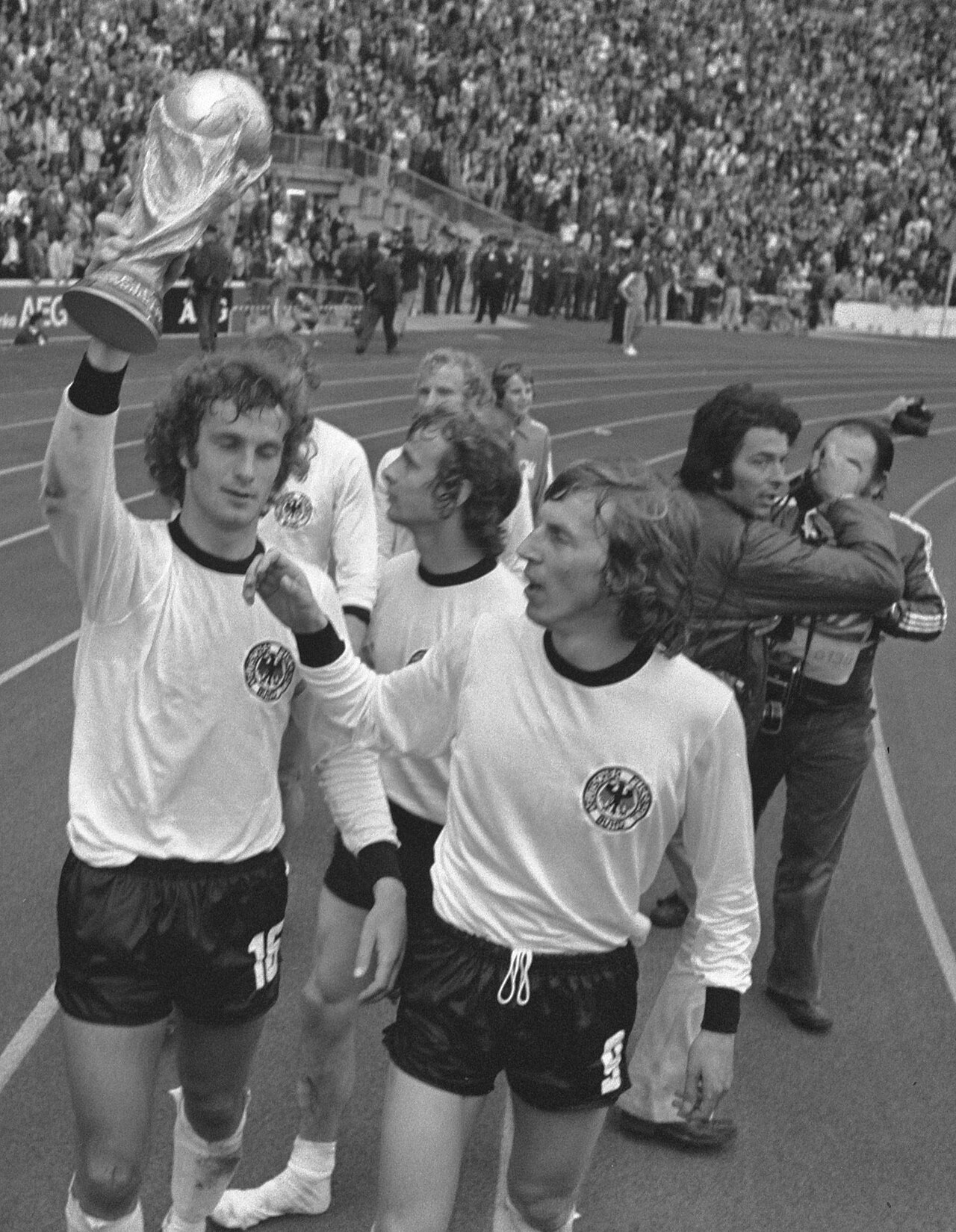 West Germany celebrates winning the 1974 FIFA World Cup title in Munich