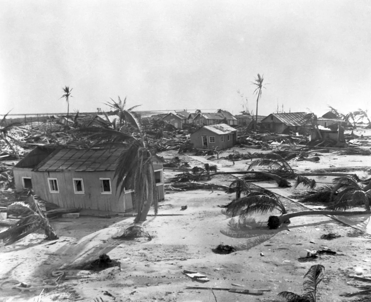 Houses flattened and palm trees uprooted on Long Key after the hurricane struck