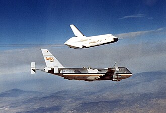 Space Shuttle Enterprise completes its first free flight